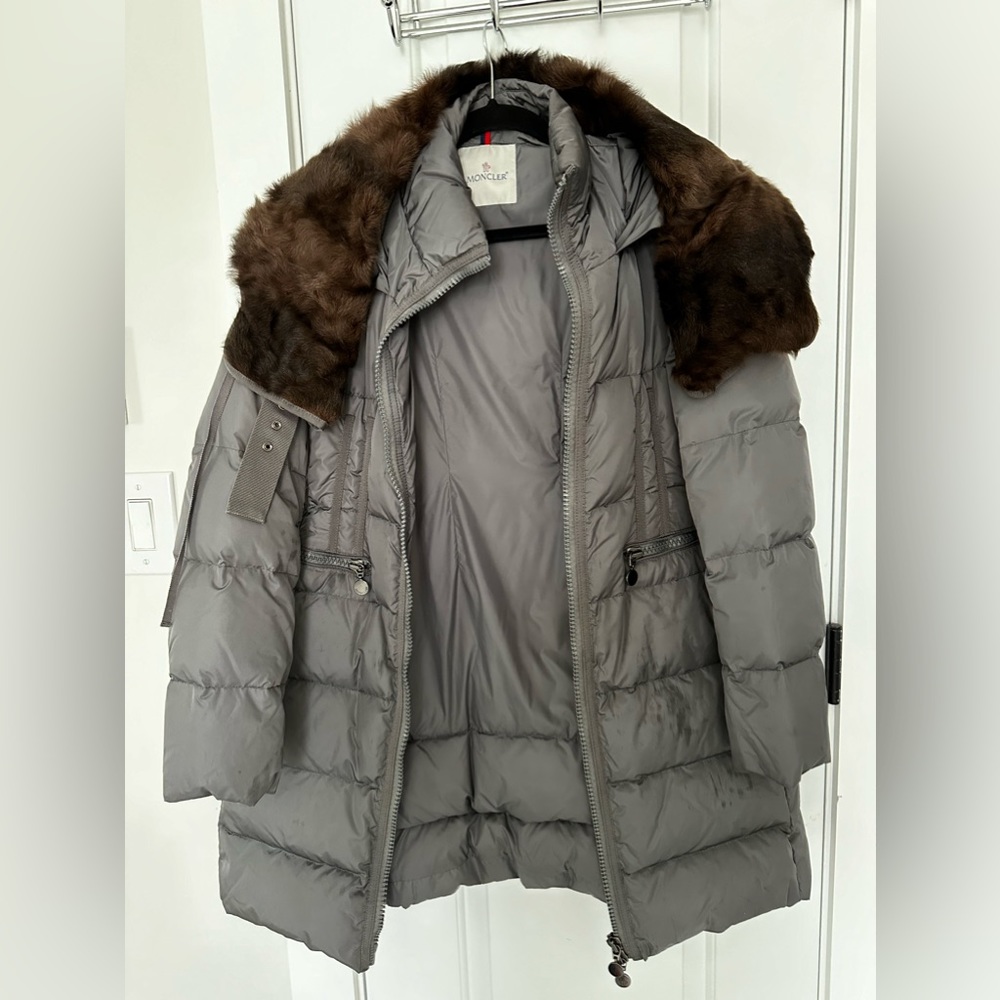 Moncler grey coat with fur